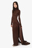 Helsa Brown Slinky Jersey Long Sleeve Turtleneck Gown Size XXS