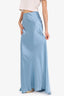 Staud Blue Satin Ruched/Draped Back 'Voyage' Maxi Skirt Size 0