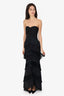 House Of Harlow Black Strapless Fringe Detail Midi 'Hera' Dress Size XS