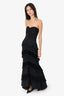 House Of Harlow Black Strapless Fringe Detail Midi 'Hera' Dress Size XS