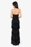 House Of Harlow Black Strapless Fringe Detail Midi 'Hera' Dress Size XS