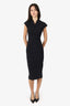 Victoria Beckham Black Sleeveless Cross Neck Body Con Dress Size 4