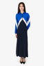 Victoria Beckham Black/Navy Long Sleeve Zip Up Long Dress Size 6