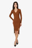 Ezra Coasta Brown Ribbed Knit Long Sleeve Collared Dress Size XS