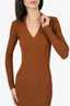 Ezra Coasta Brown Ribbed Knit Long Sleeve Collared Dress Size XS