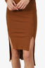 Ezra Coasta Brown Ribbed Knit Long Sleeve Collared Dress Size XS