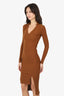 Ezra Coasta Brown Ribbed Knit Long Sleeve Collared Dress Size XS