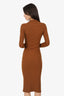 Ezra Coasta Brown Ribbed Knit Long Sleeve Collared Dress Size XS