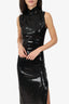 Galvan London Black Sequin Sleeveless Mock Neck Dress Size 2