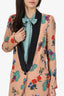 Smythe Beige/Black Satin Lapel Floral Print Blazer Size 2
