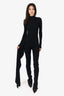Seroya Black Ribbed Knit Asymmetric Draped Long Sleeve Dress Size XS With Tags