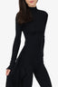 Seroya Black Ribbed Knit Asymmetric Draped Long Sleeve Dress Size XS With Tags