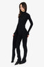 Seroya Black Ribbed Knit Asymmetric Draped Long Sleeve Dress Size XS With Tags