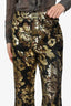 Smythe Gold/Black Jacquard Crossed Flare Pants Size 00