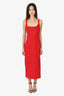 Roland Mouret Red Crystal Neckline off shoulder Midi Dress Size 2