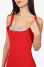 Roland Mouret Red Crystal Neckline off shoulder Midi Dress Size 2