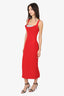Roland Mouret Red Crystal Neckline off shoulder Midi Dress Size 2