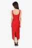 Roland Mouret Red Crystal Neckline off shoulder Midi Dress Size 2