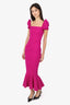 Greta Constantine Pink Puff Sleeve Flounce Hem Dress Estimated Size XS