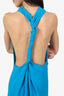 Proenza Schouler Blue Mock Neck Backless Twist Long Dress Size 2