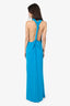 Proenza Schouler Blue Mock Neck Backless Twist Long Dress Size 2