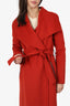 Mackage Red Wool/Cashmere Leather Trim Belted Coat Size XS