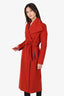 Mackage Red Wool/Cashmere Leather Trim Belted Coat Size XS