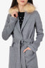 Soia & Kyo Grey Wool/Fox Fur Coat Size XXS