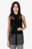 Nina Ricci Black Lace Polka Dot Sleeveless Bow Top Size 34