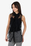Nina Ricci Black Lace Polka Dot Sleeveless Bow Top Size 34