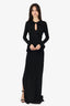 Nina Ricci Black Jersey Long Sleeve Flounce Detail Long Dress Size 38