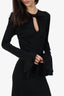 Nina Ricci Black Jersey Long Sleeve Flounce Detail Long Dress Size 38