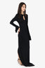 Nina Ricci Black Jersey Long Sleeve Flounce Detail Long Dress Size 38
