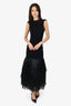 Aje Black Knit 'Rushes Raffia Knit' Midi Dress Size 0