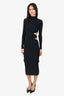 Seroya Black Cut-Out Ruched Long Sleeve Dress Size XS