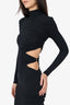 Seroya Black Cut-Out Ruched Long Sleeve Dress Size XS