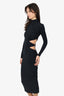 Seroya Black Cut-Out Ruched Long Sleeve Dress Size XS