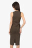 Scanlan Theodore Khaki Green Knit Bodycon Midi Dress Estimated Size S