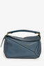 Loewe 2017 Blue Leather Small Puzzle Bag with Strap