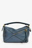 Loewe 2017 Blue Leather Small Puzzle Bag with Strap