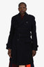Burberry Navy Wool Double Breasted Long Coat Size 48