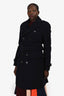Burberry Navy Wool Double Breasted Long Coat Size 48