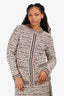 M Missoni Pink Metallic/White/Black Wool Blend Button Cardigan Size 42