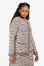 M Missoni Pink Metallic/White/Black Wool Blend Button Cardigan Size 42