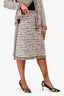 M Missoni Pink Metallic/White/Black Wool Blend Knee Length Skirt Size 44