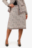 M Missoni Pink Metallic/White/Black Wool Blend Knee Length Skirt Size 44