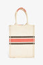 Christian Dior 2020 Cream 'Fleurs Bibliques' Canvas Vertical Mini Book Tote
