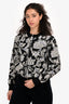 Louis Vuitton 2017 Black/White Knit Zip-Up Floral Bomber Jacket Size S
