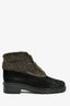 Stuart Weitzman Black/Brown Suede Shearling Chain Link Accent Boots Size 9