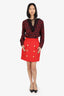 Balmain Red Tweed Skirt Size 38
